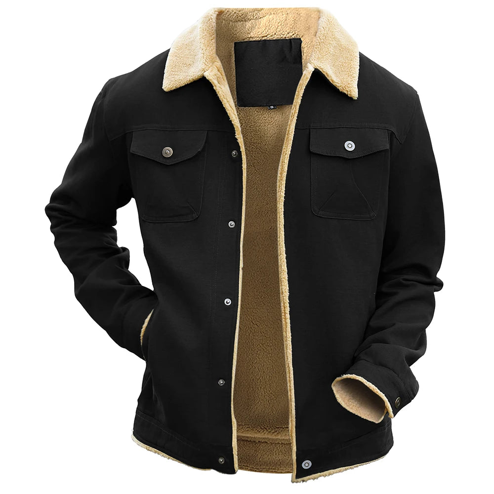 Warm Fleece Lined Button Jacket