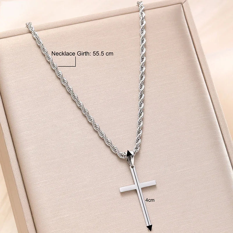 Classic Silver Cross Pendant Chain