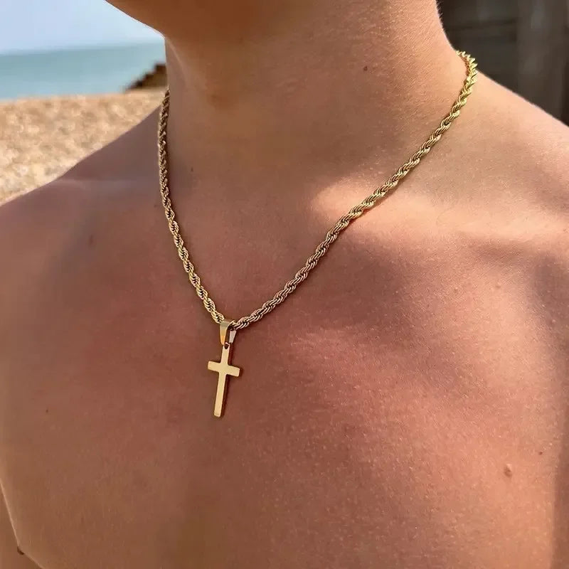 Classic Silver Cross Pendant Chain