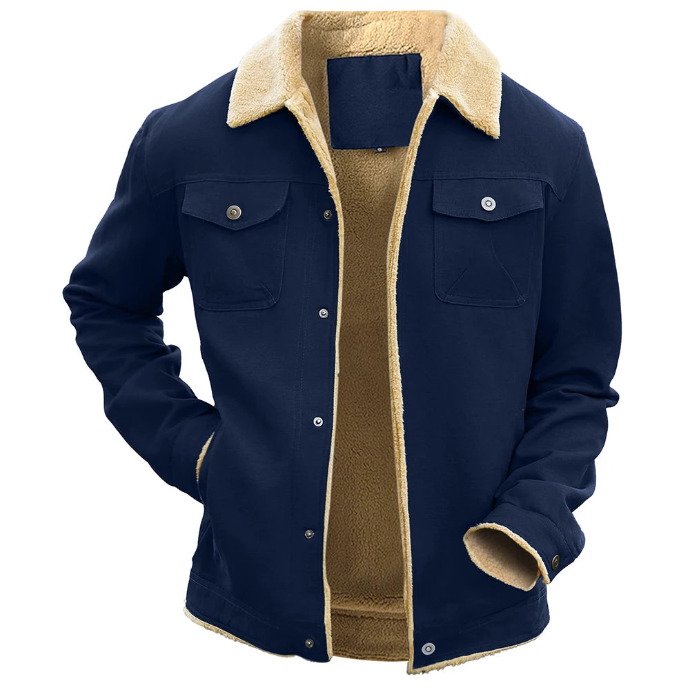 Warm Fleece Lined Button Jacket