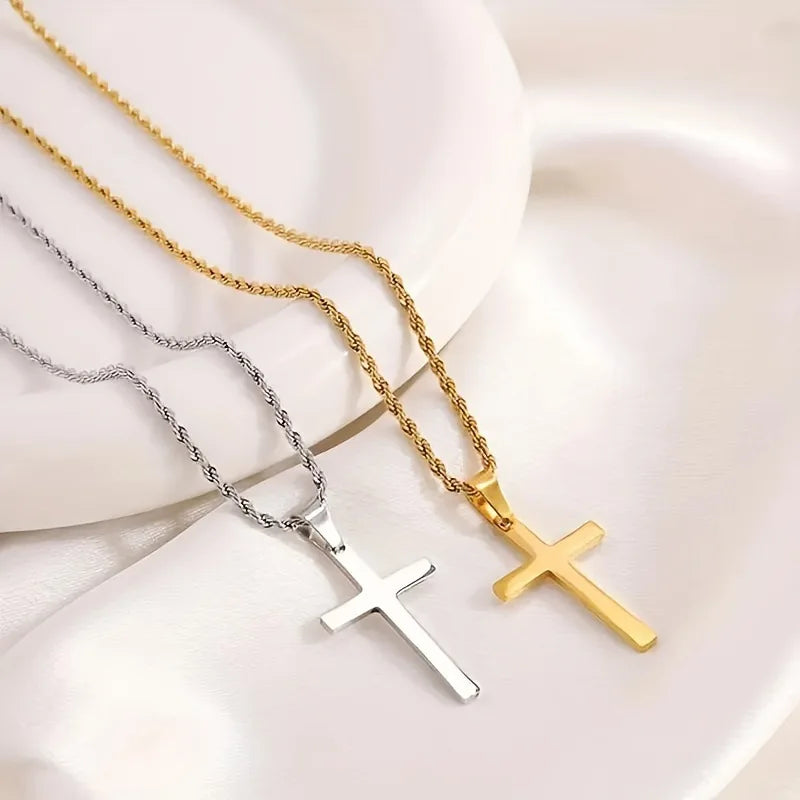 Classic Silver Cross Pendant Chain