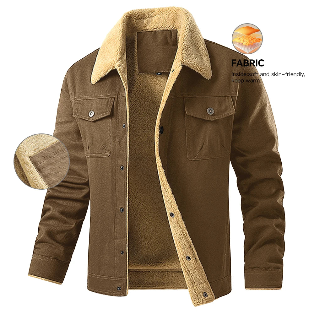 Warm Fleece Lined Button Jacket