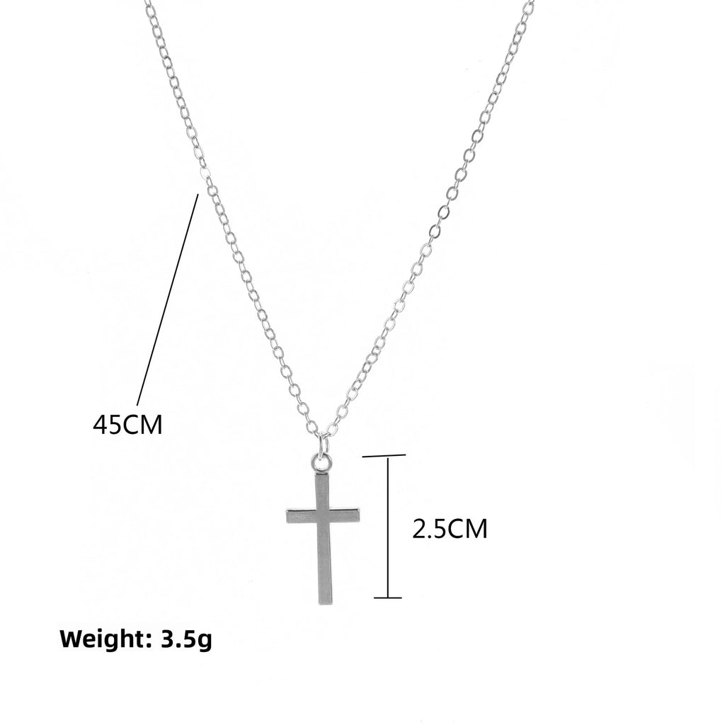 Simple Silver Cross Chain Necklace