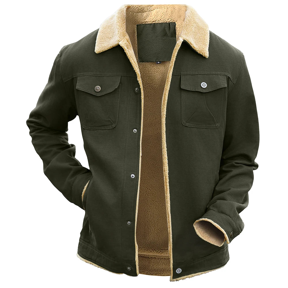 Warm Fleece Lined Button Jacket