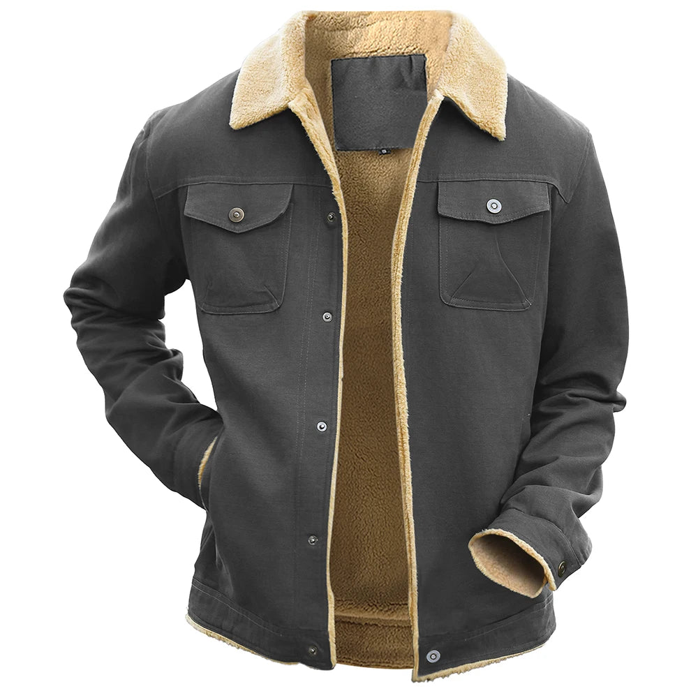 Warm Fleece Lined Button Jacket