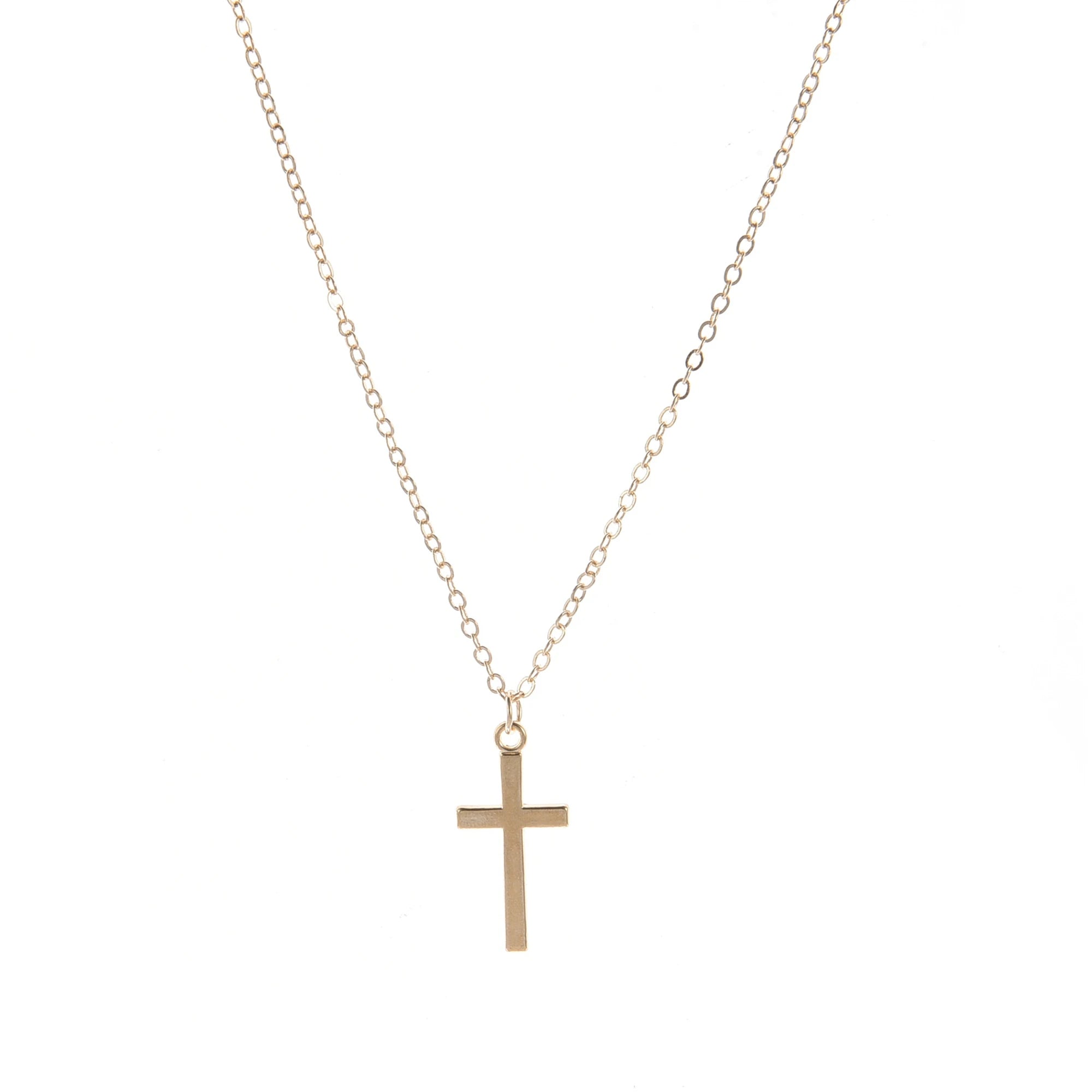 Simple Silver Cross Chain Necklace