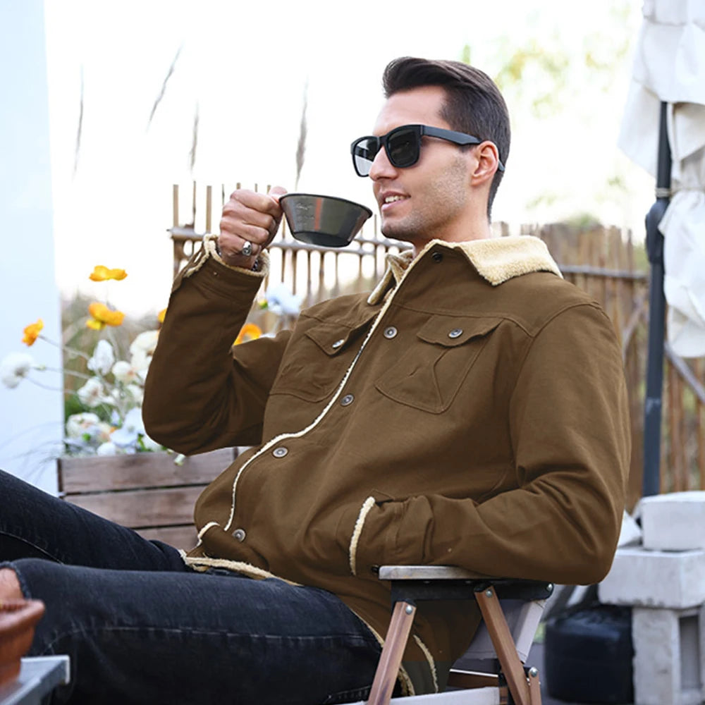 Warm Fleece Lined Button Jacket