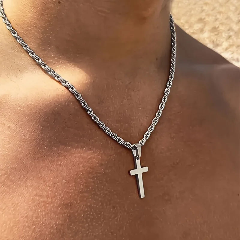 Classic Silver Cross Pendant Chain